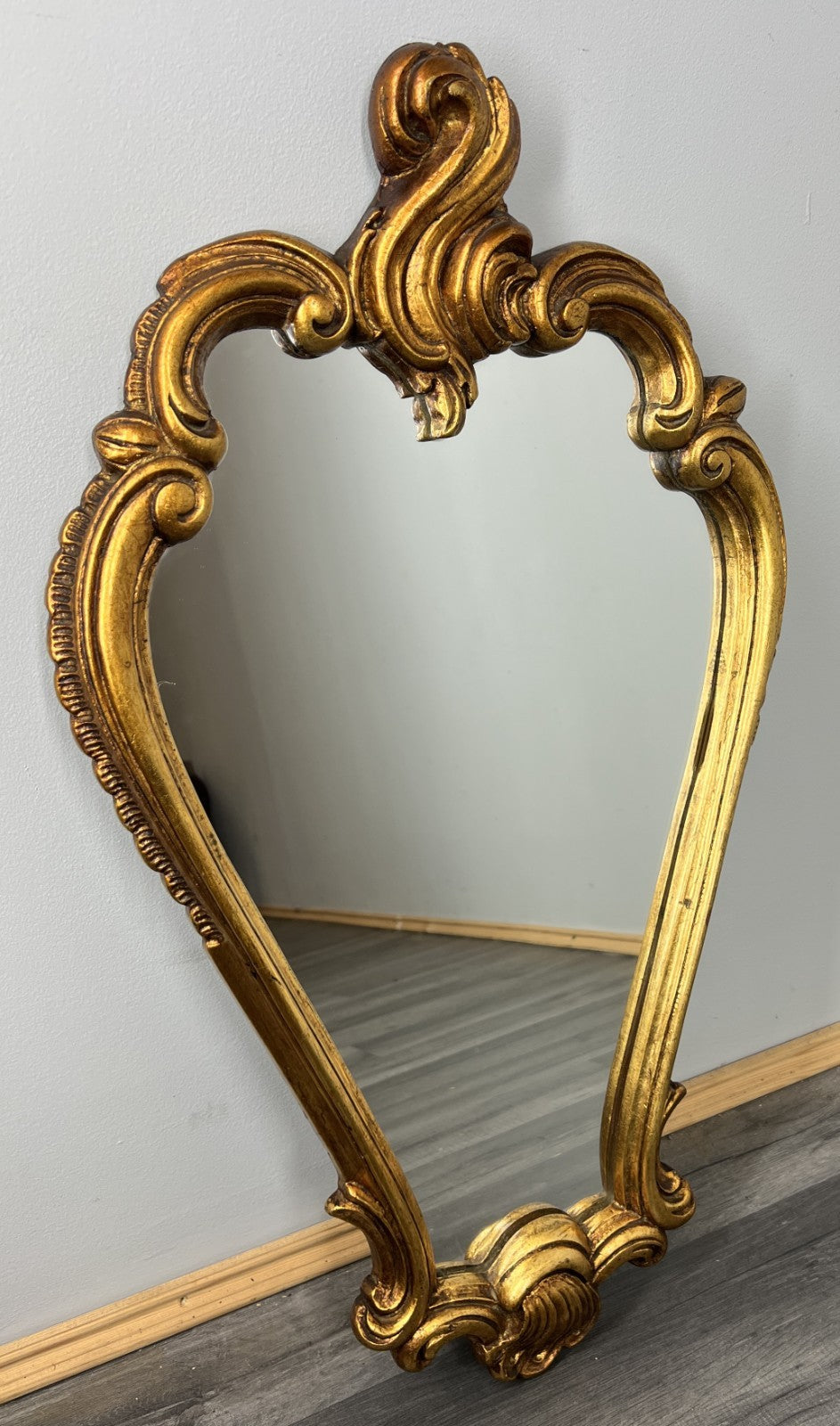 Vintage French Gilt Wall Mirror with Ornate Rococo Frame Wall Decor LOT 43750