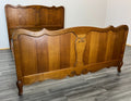 Bed Vintage French Louis XVI Double Bed Frame Oak Carved Headboard LOT 19721