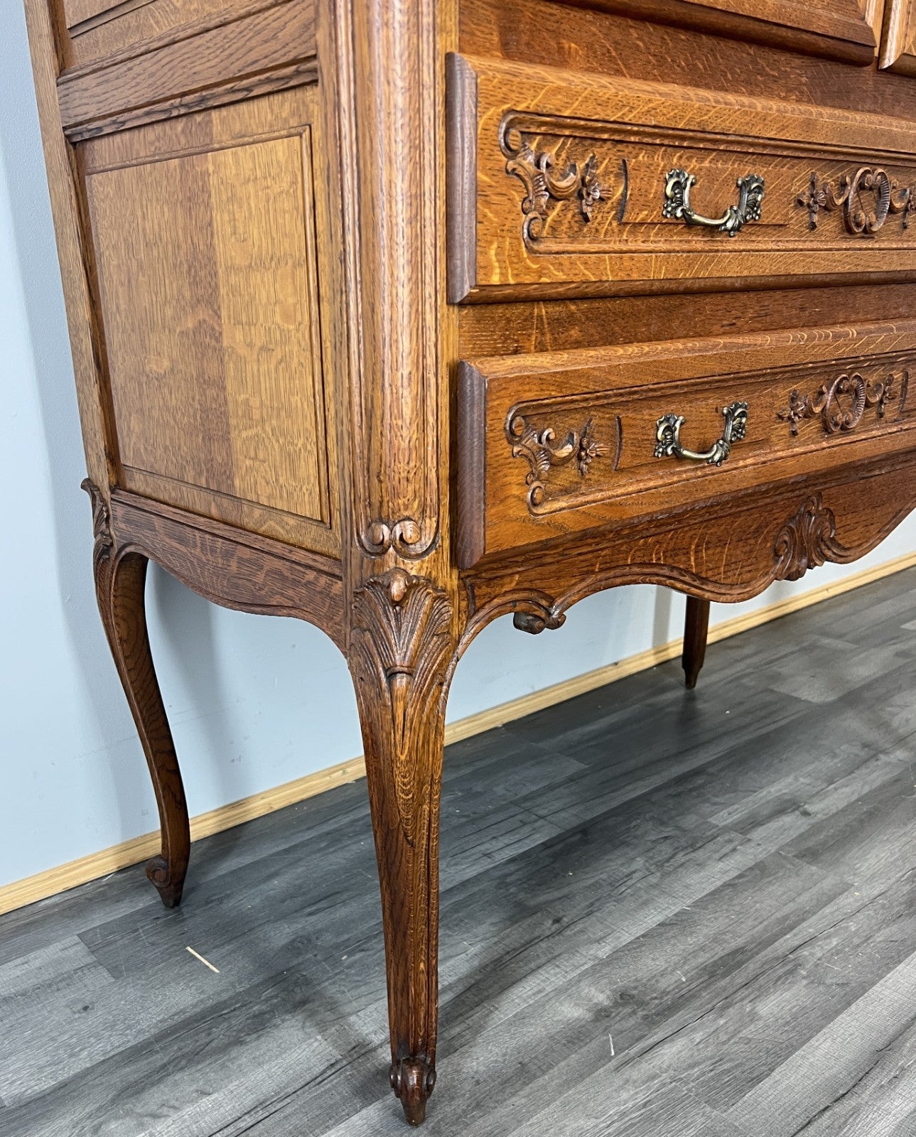 Cabinet Vintage French Louis XVI Oak Sideboard Carved Panels Cupboard LOT 45077