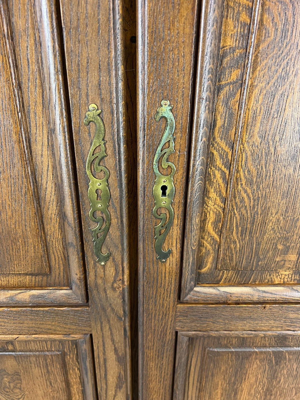 Wardrobe Vintage French Louis XVI Oak Double Door Carved Armoire LOT 48026