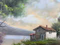 Vintage French Oil Painting Lake Mountain Scene Signed Framed Art LOT 50516