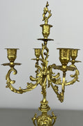 Pair of Candelabras Vintage French Brass Ornate 5 Arm Candle Holders LOT 64374