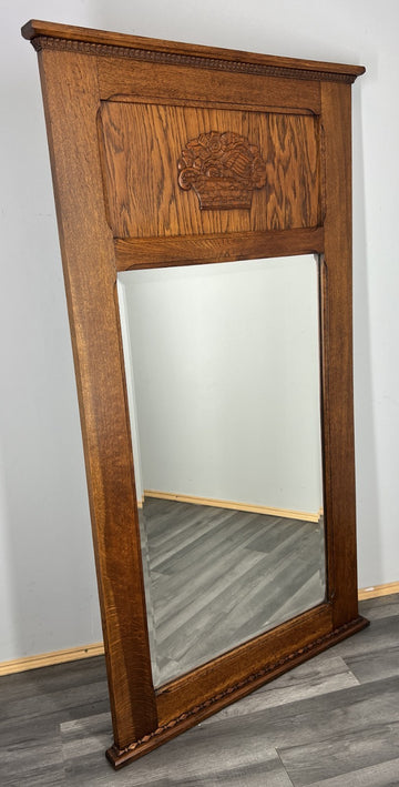 Antique French Style Carved Wall Mirror Oak Ornate Wall Frame LOT 45470