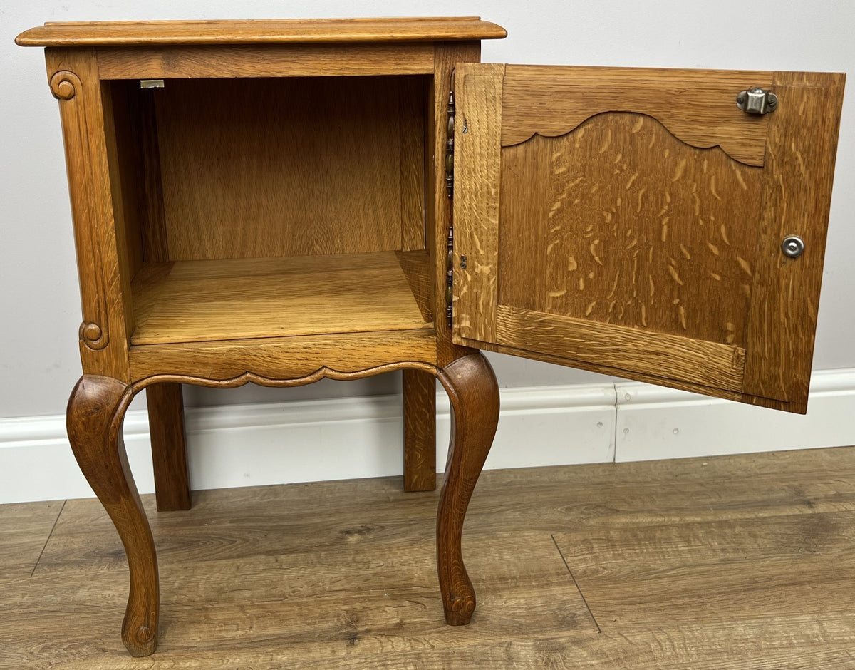 Pair of Bedside Tables Vintage French Louis Oak Nightstands Cabinets LOT 630712