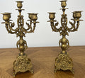 Candelabras Vintage French Brass Pair Ornate 5 Arm Candle Holders LOT 60441