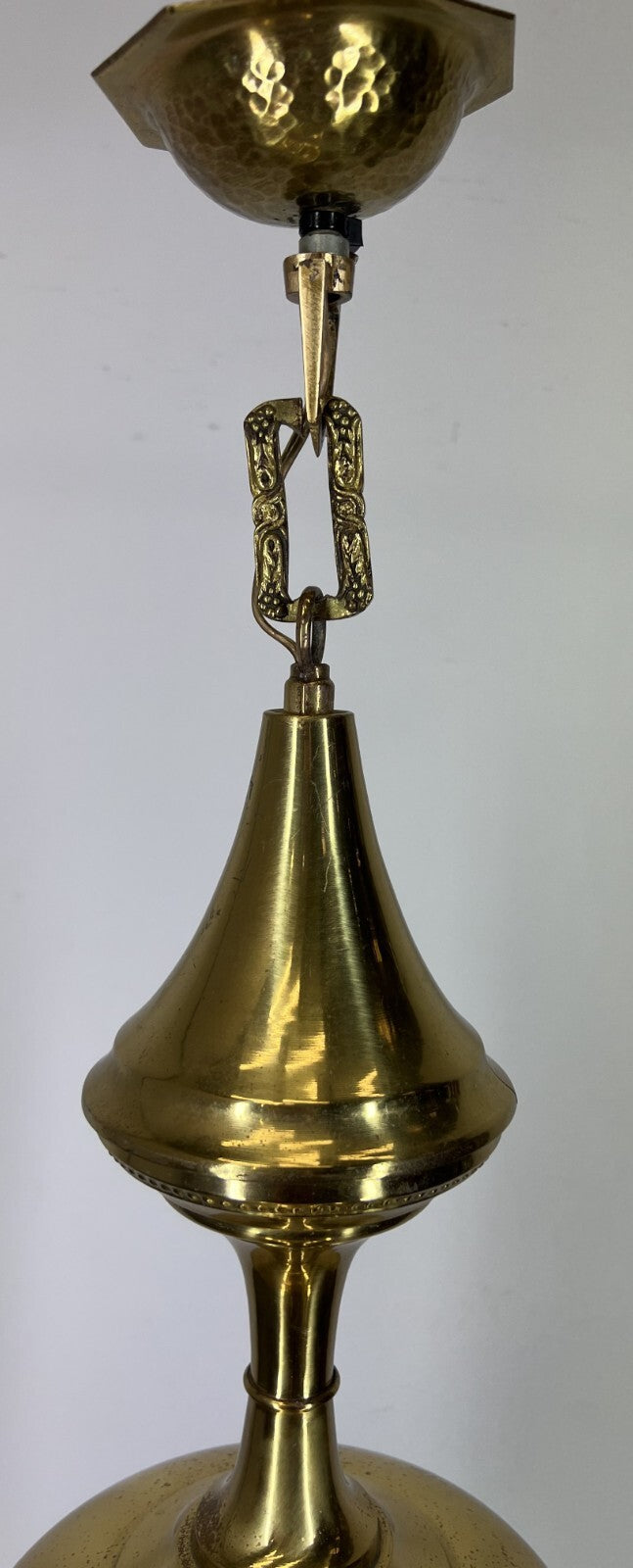 Ceiling Lamp Vintage Brass Pendant Chandelier Frosted Glass Light LOT 52556