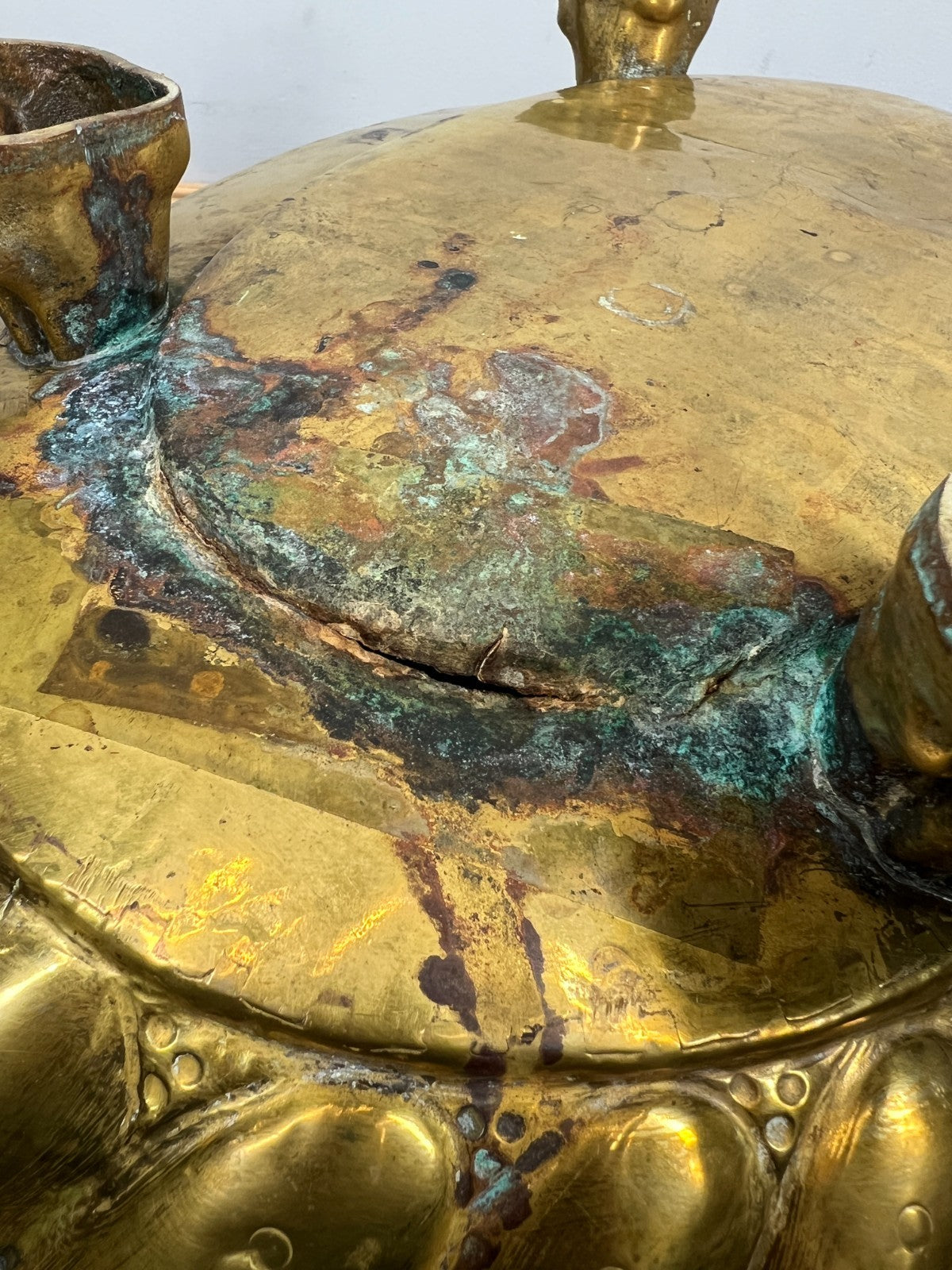 Planter Brass Big Vintage French  Lion Head Jardinière Footed Bowl LOT 425013