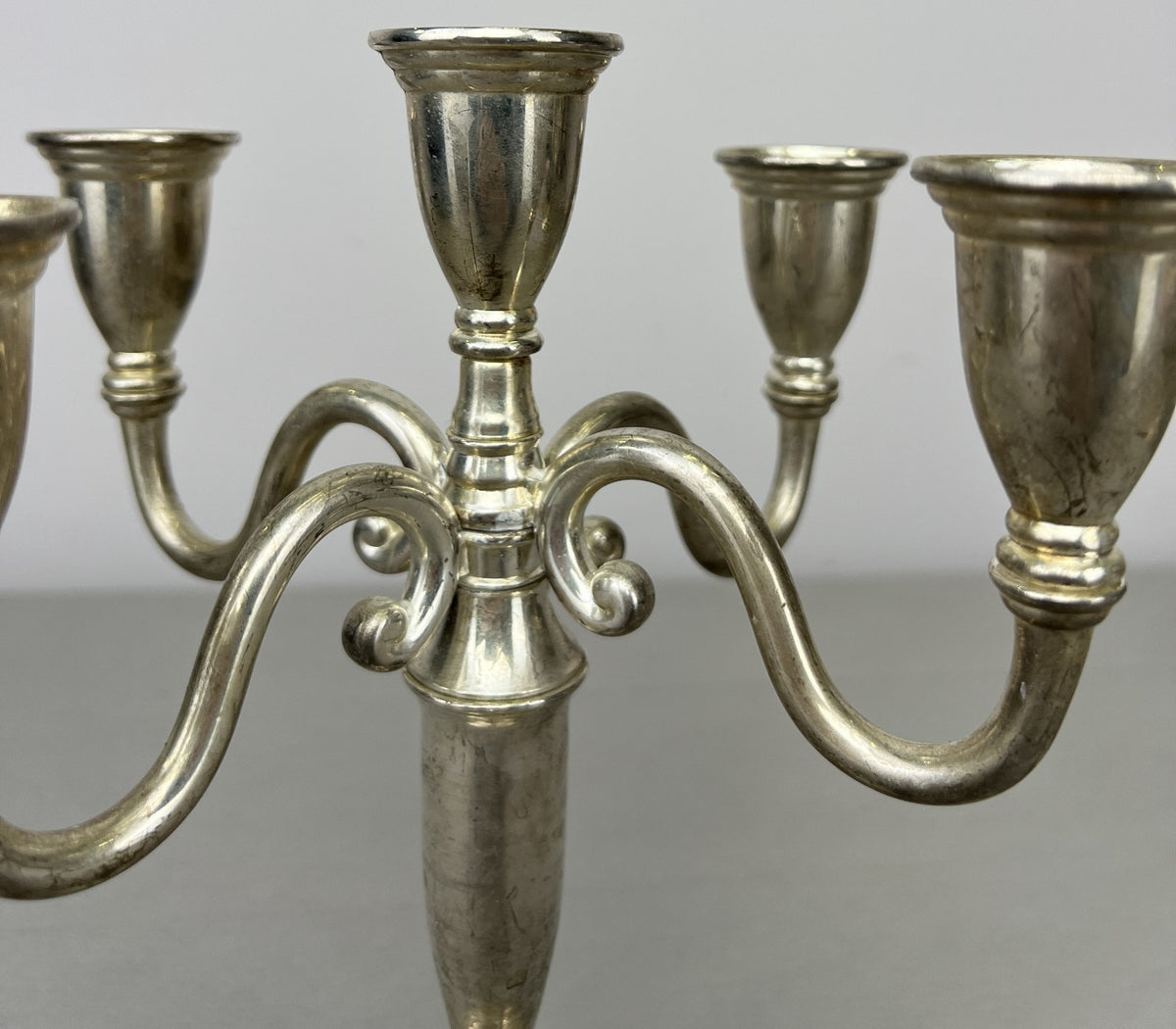 Pair of Candelabras Vintage French Style Metal Five Arm Candle Holders LOT 6485