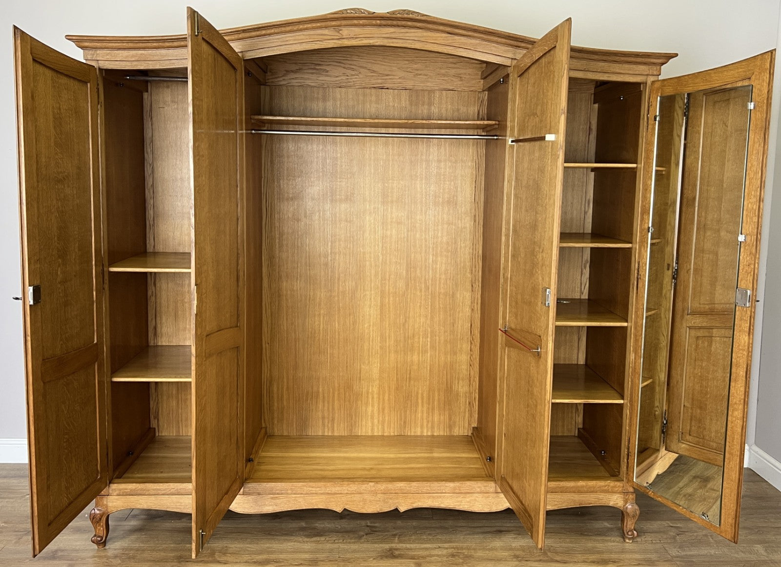 Wardrobe Vintage French Louis XVI Style Oak Four Door Carved Armoire LOT 610610