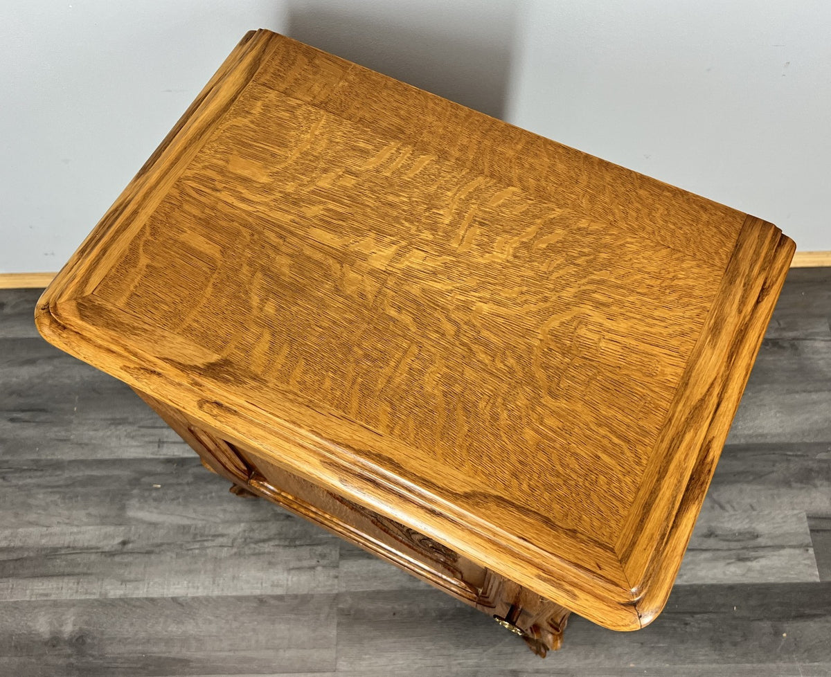 French Vintage Oak Bedside Tables Pair Cupboards Cabinets Louis XVI LOT 3912