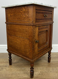 Bedside Table Antique French Style Marble Top Oak Cabinet Nightstand LOT 62353