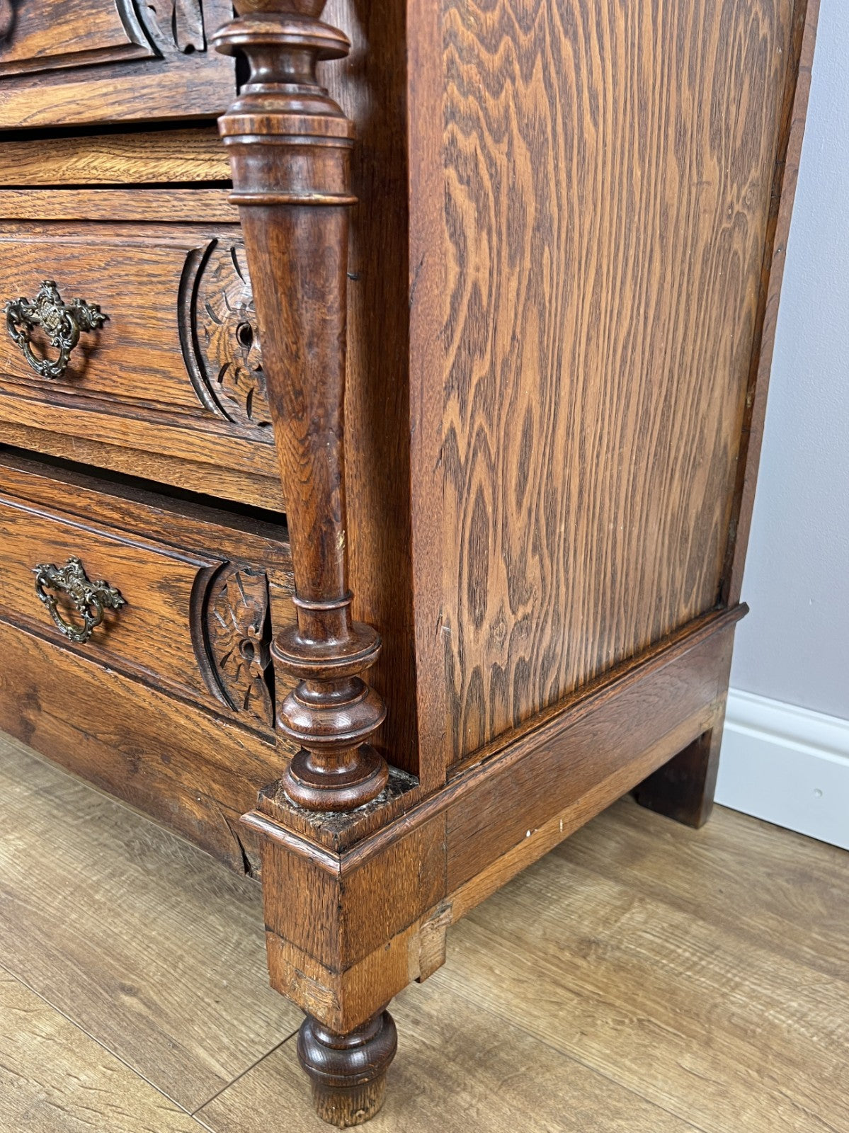 Chest of Drawers Antique French Style Marble Top Walnut Cabinet LOT 607716