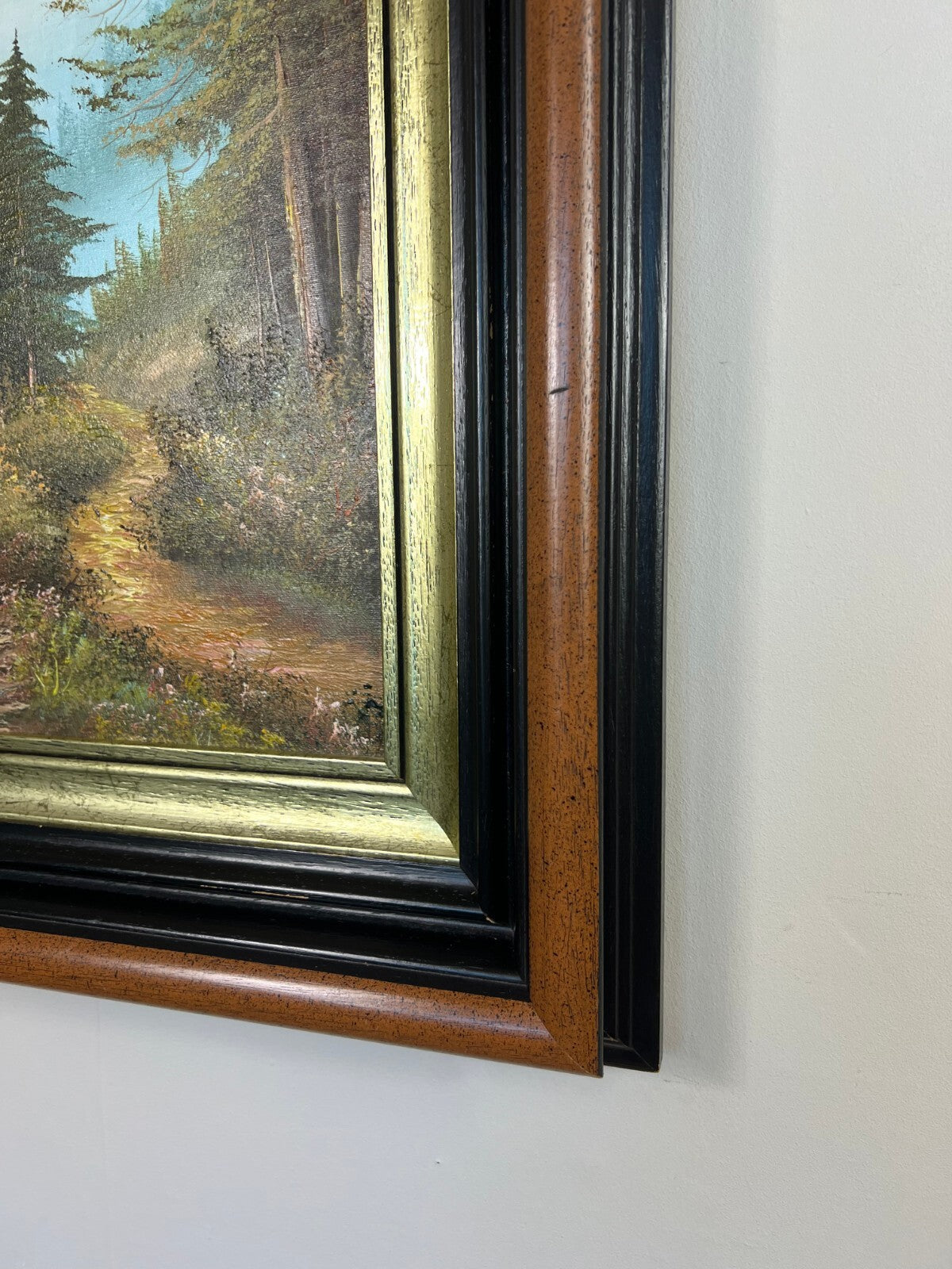 Painting Vintage Oil Painting Framed Lake Mountains Scene 73cm x 83cm LOT 50523