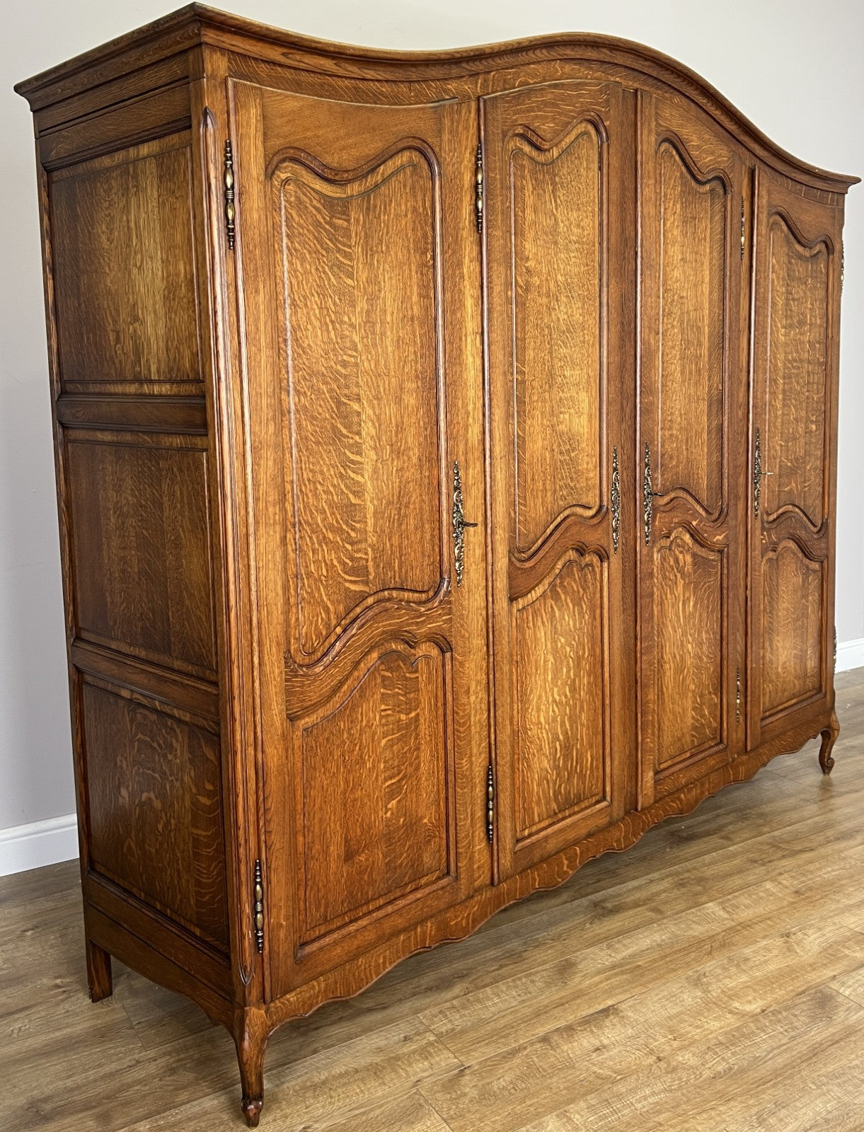 Wardrobe Vintage French Louis XVI Style Oak Four Door Carved Armoire LOT 61052
