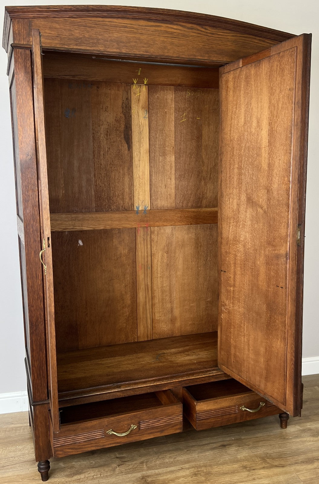 Wardrobe Antique French Oak Two Door Mirrored Carved Armoire Cabinet LOT 61229