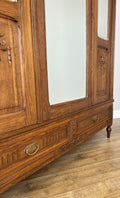 Wardrobe Antique French Oak Two Door Mirrored Carved Armoire Cabinet LOT 60977