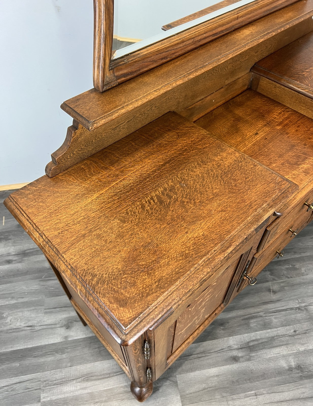 Vintage Dressing Table with Mirror French Oak Louis Vanity Table Makeup LOT 45704