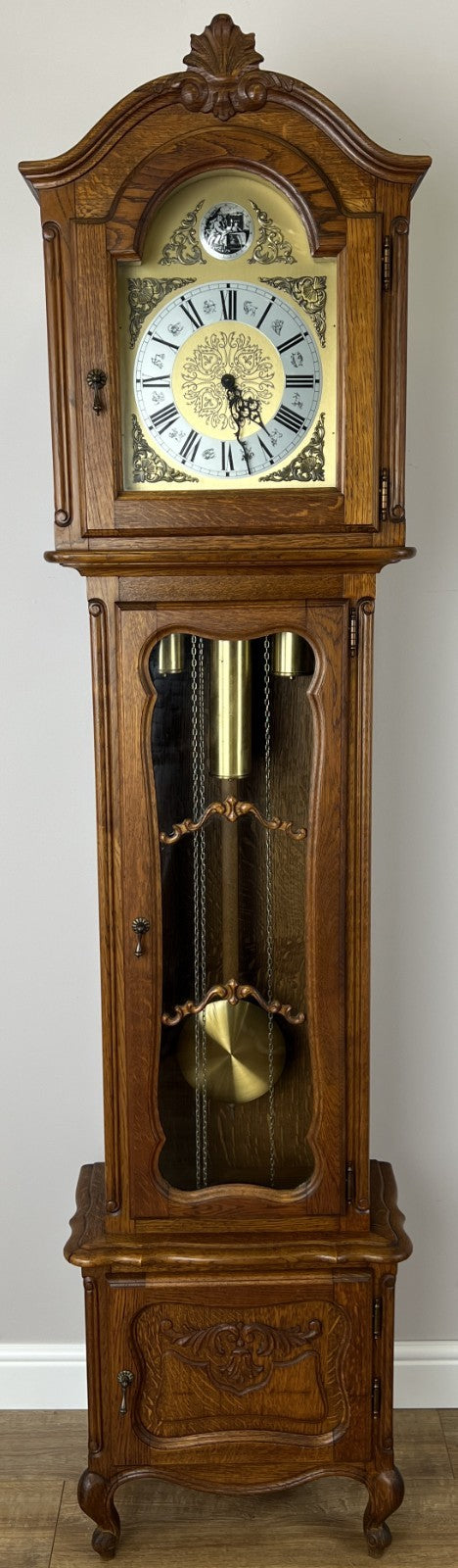 Grandfather Clock Vintage French Louis Style Oak Decorative Clock LOT 49830
