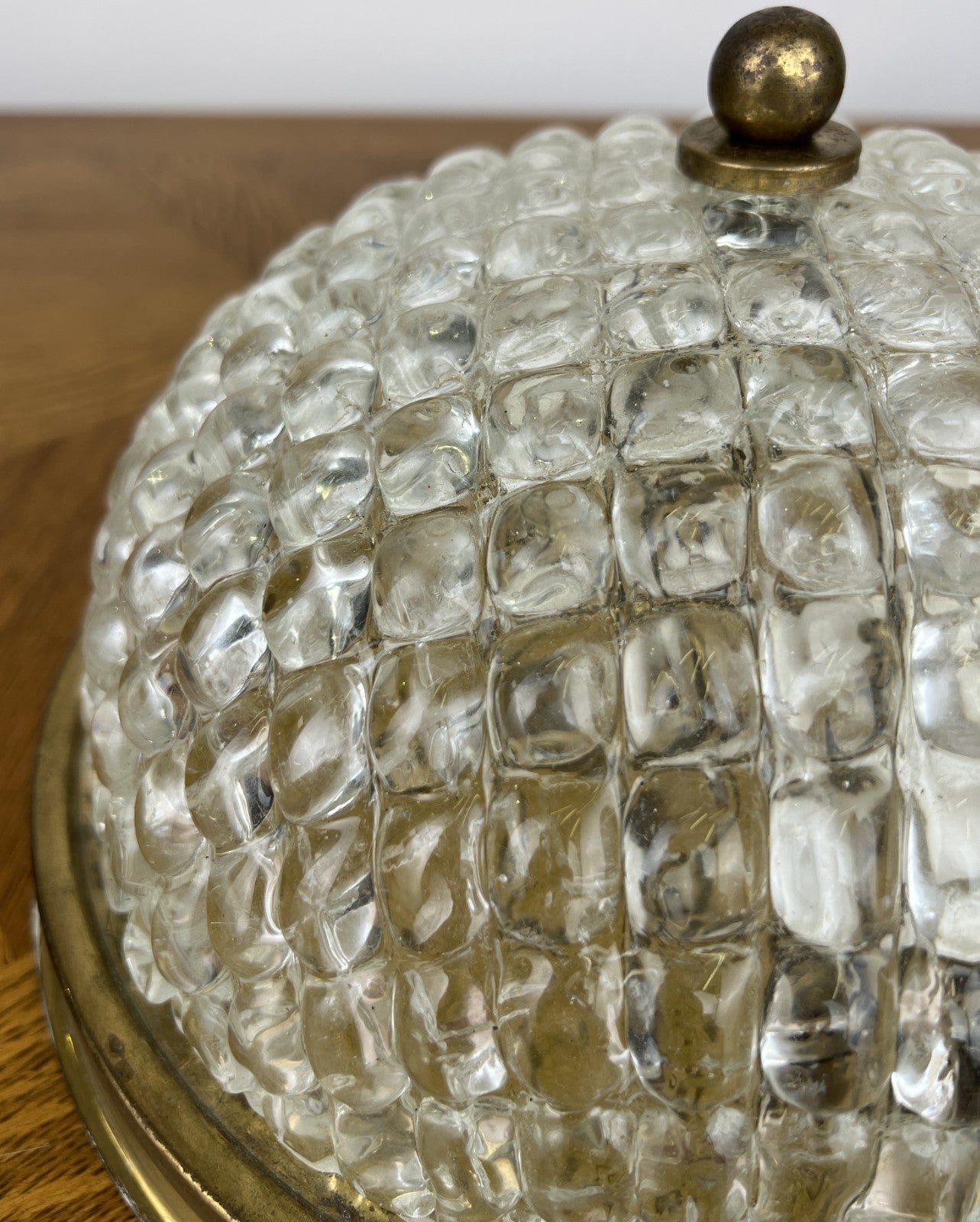 Ceiling Lamp Vintage French Brass Pendant Glass Flush Mount Light LOT 60639