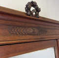 Wardrobe Antique French Walnut Two Door Mirrored Carved Armoire Cabinet LOT 60835