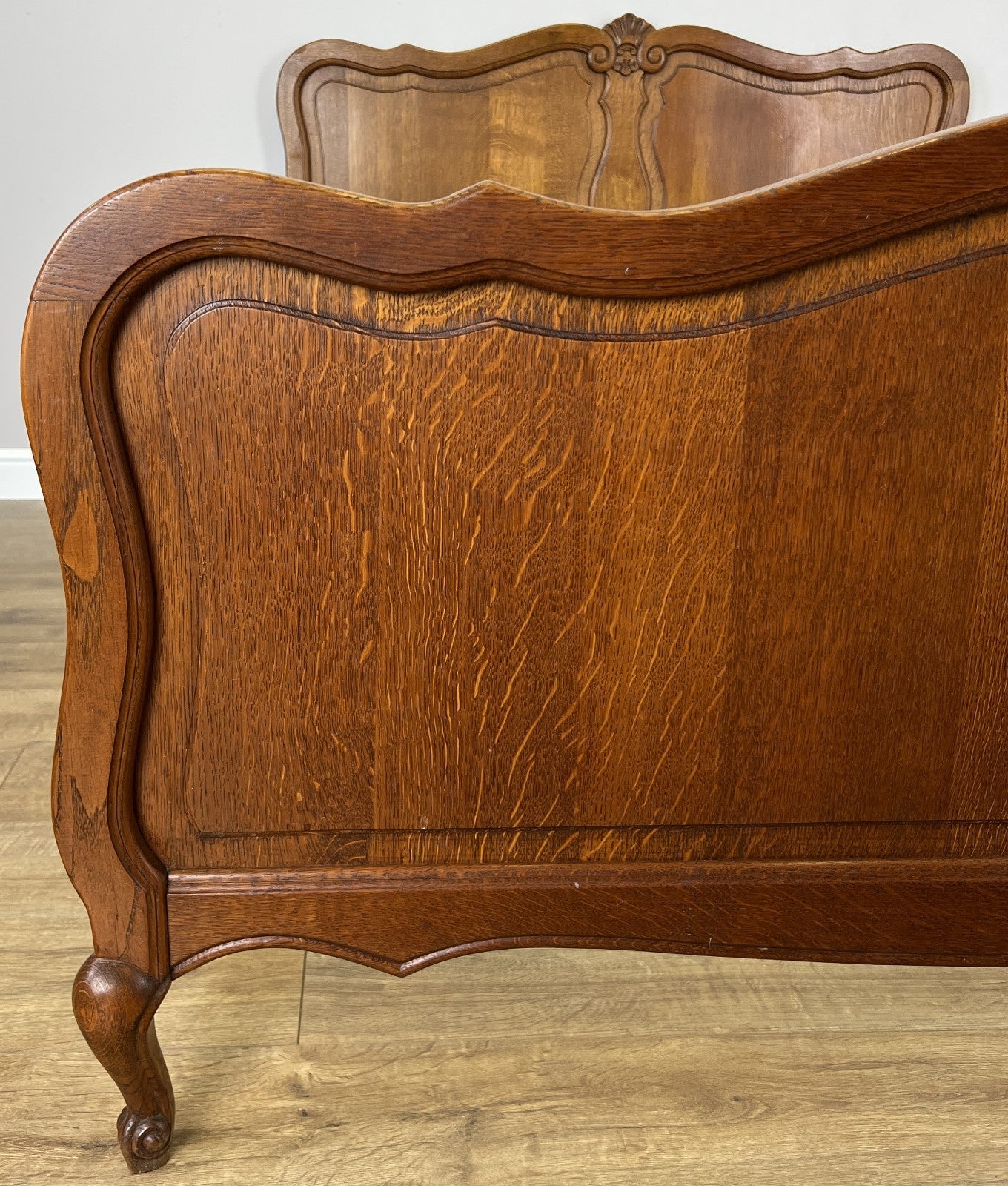 Bed Vintage French Louis XVI Double Bed Frame Oak Carved Headboard LOT 64085