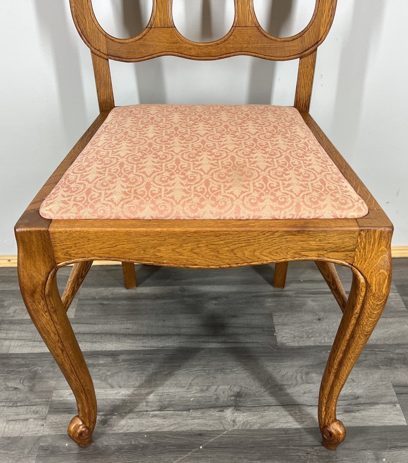 Chairs Vintage French Louis XVI Style Oak Upholstered Set of 5 Carved LOT 440210