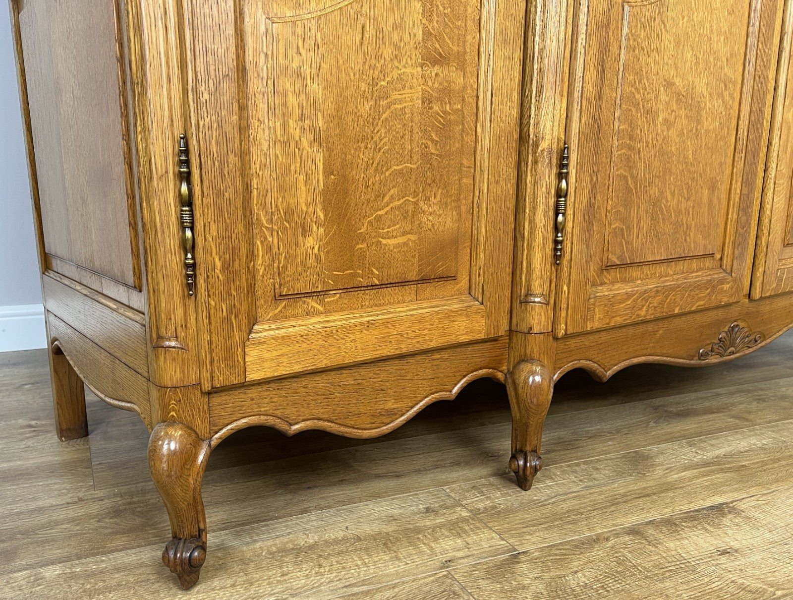 Wardrobe Vintage French Louis XVI Style Four Door Oak Carved Armoire LOT 49298