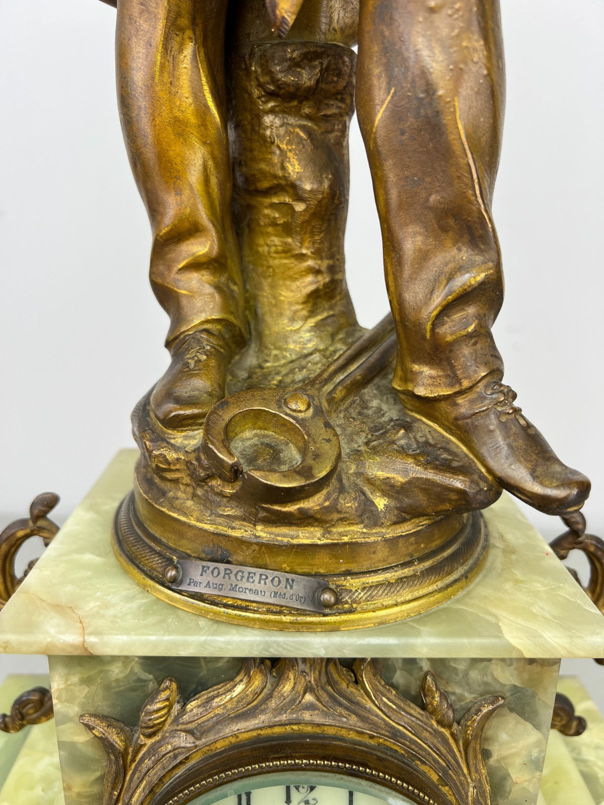 Clock Antique French Ornate Figural Marble Forgeron Mantel Clock LOT 6479