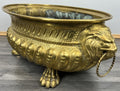 Planter Brass Big Vintage French  Lion Head Jardinière Footed Bowl LOT 42505