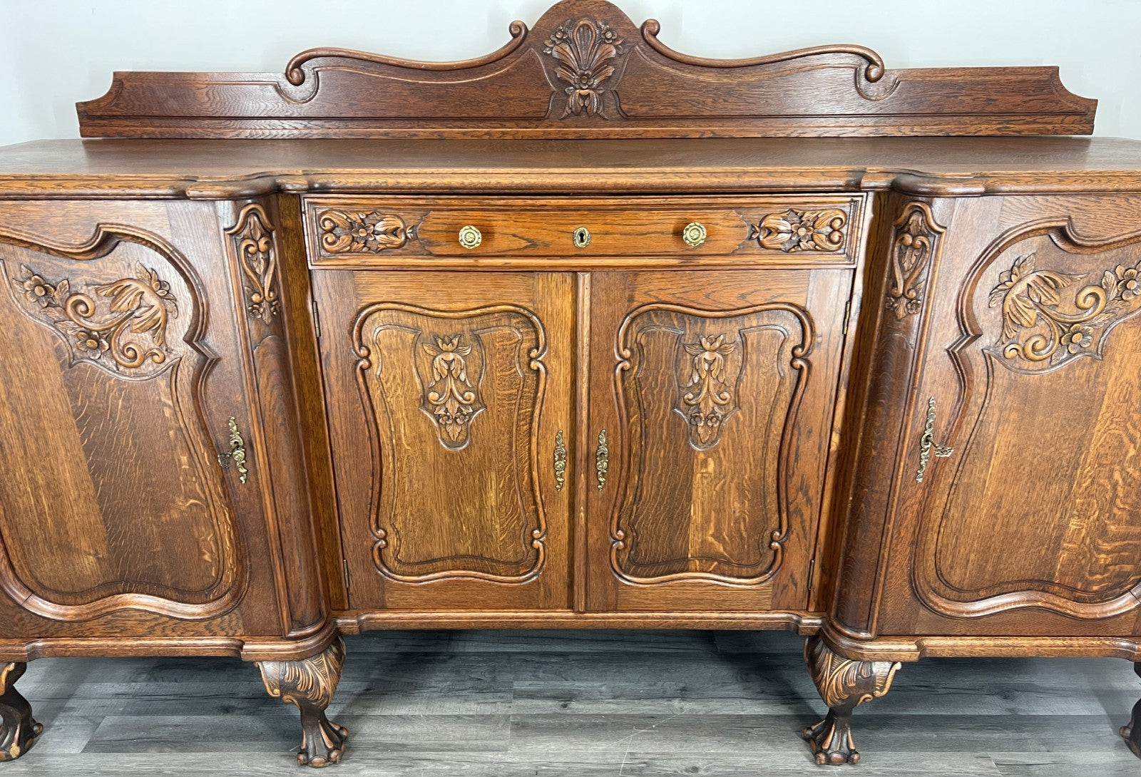Sideboard Vintage French Buffet Oak Carved Cabinet Ornate Cupboard LOT 45102