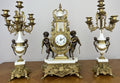 Clock Antique Louis XV Brass Marble Garniture Set With Candelabras LOT 60260