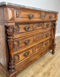 Chest of Drawers Antique French Style Marble Top Walnut Cabinet LOT 607714