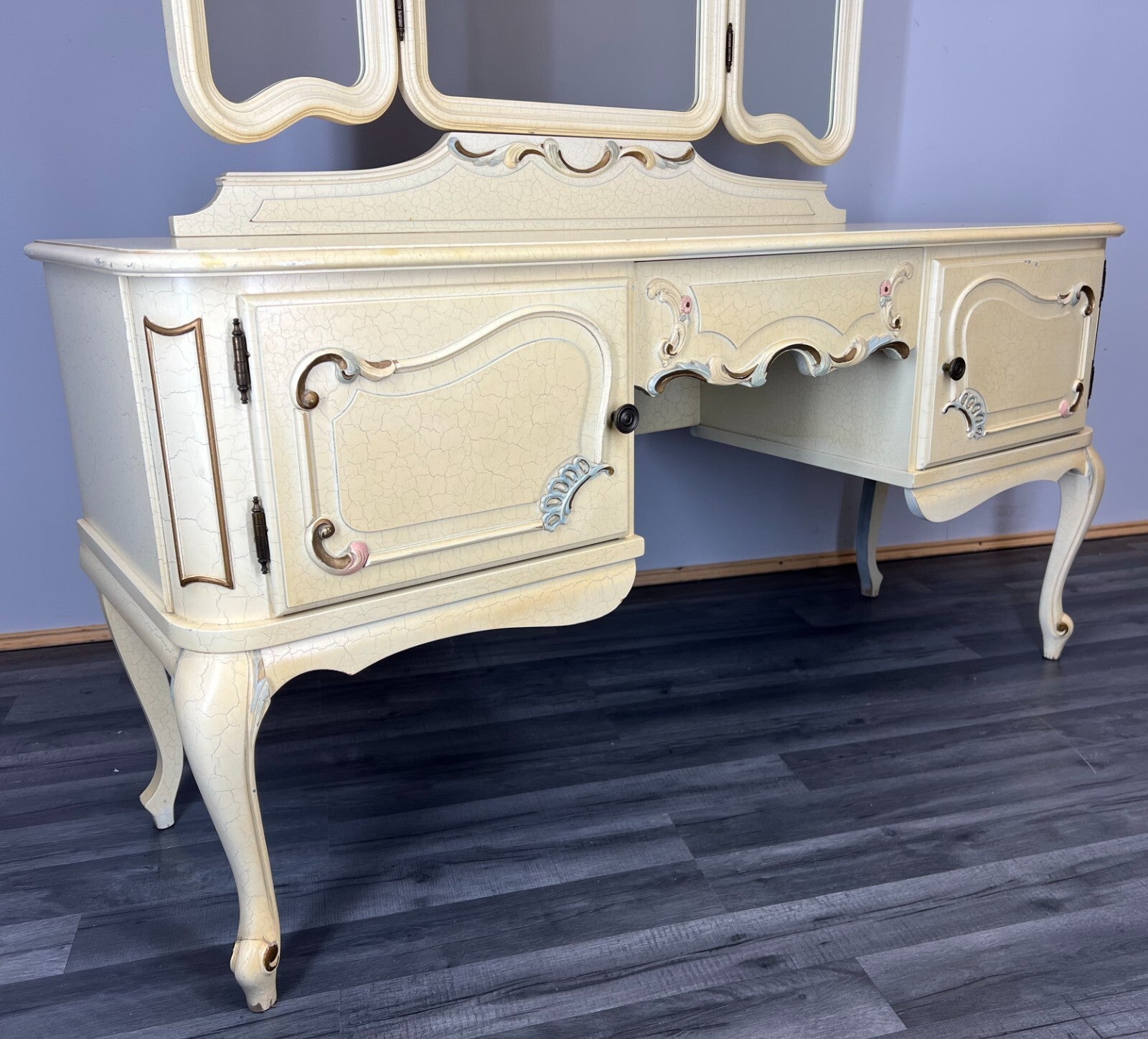 Dressing Table Vintage French Louis XVI Shabby Chic Vanity Table Makeup LOT 27555