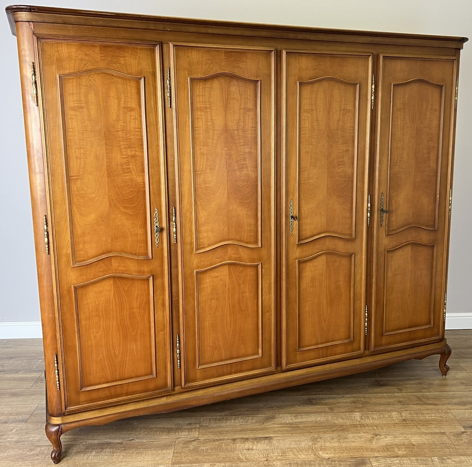 Wardrobe Vintage French Louis XVI Style Four Door Carved Armoire LOT 60791
