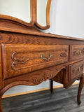 Vintage Dressing Table with Mirror French Oak Louis Vanity Table Makeup LOT 479712
