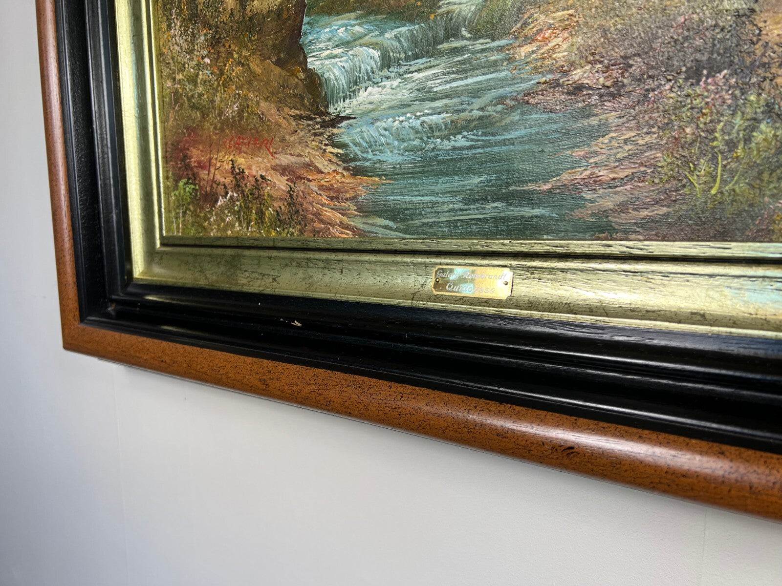 Painting Vintage Oil Painting Framed Lake Mountains Scene 73cm x 83cm LOT 50525