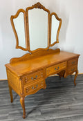 Dressing Table Vintage French Louis with Mirror Oak Vanity Makeup Table LOT 31980