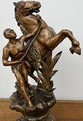 Figures Vintage Metal Horse Statues Pair Ornate Classical Sculpture Set LOT 49383
