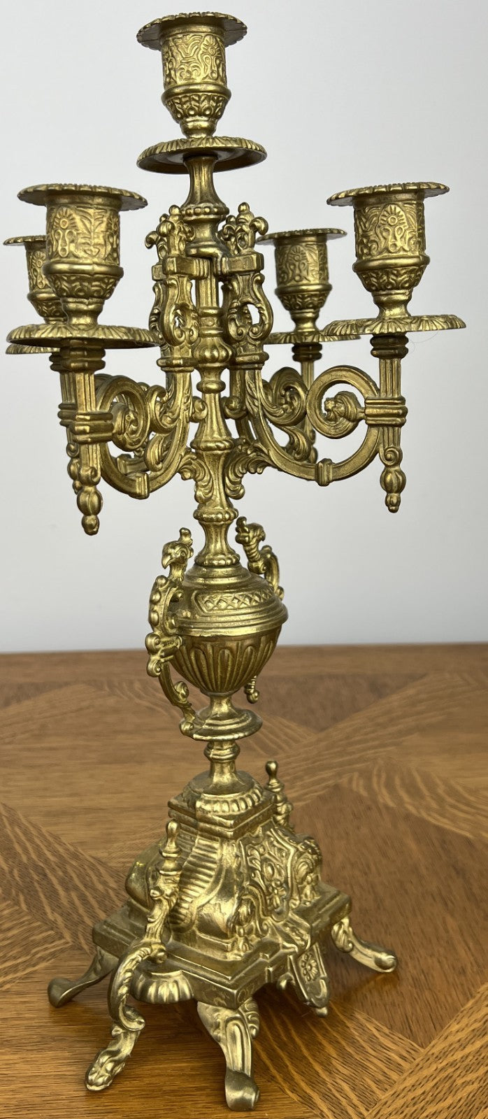Pair of Candelabras Vintage French Style 5 Arm Ornate Candle Holders LOT 60607