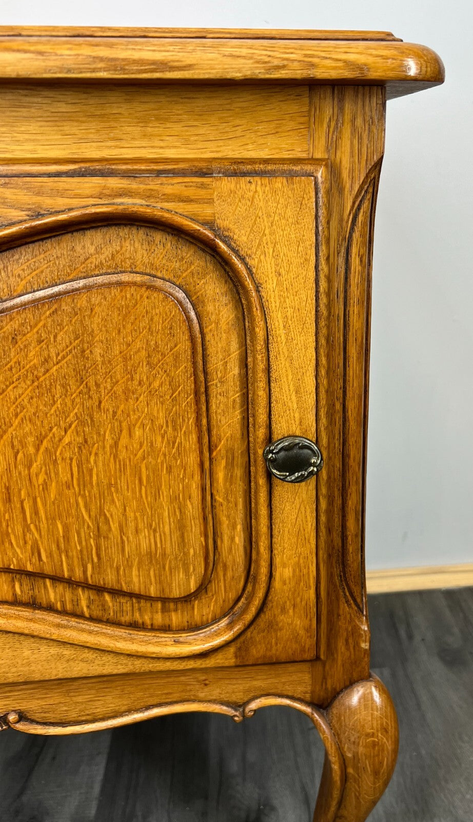 Pair of Bedside Tables Vintage French Louis XVI Oak Carved Cabinets LOT 26107