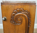Bedside Table Antique French Art Deco Marble Top Oak Cabinet Nightstand LOT 62383