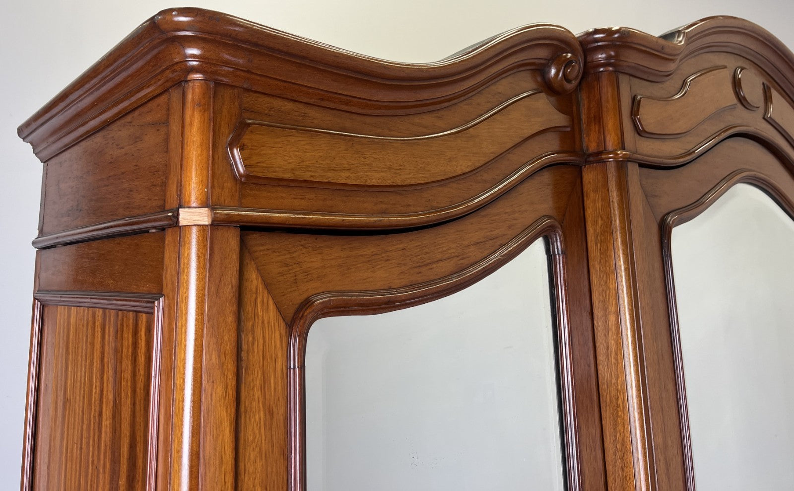 Wardrobe Antique French Mahogany Three Door Mirrored Carved Armoire LOT 61272