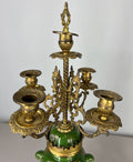 Mantel Clock Set Antique French Garniture Porcelain Bronze Candelabras LOT 362016