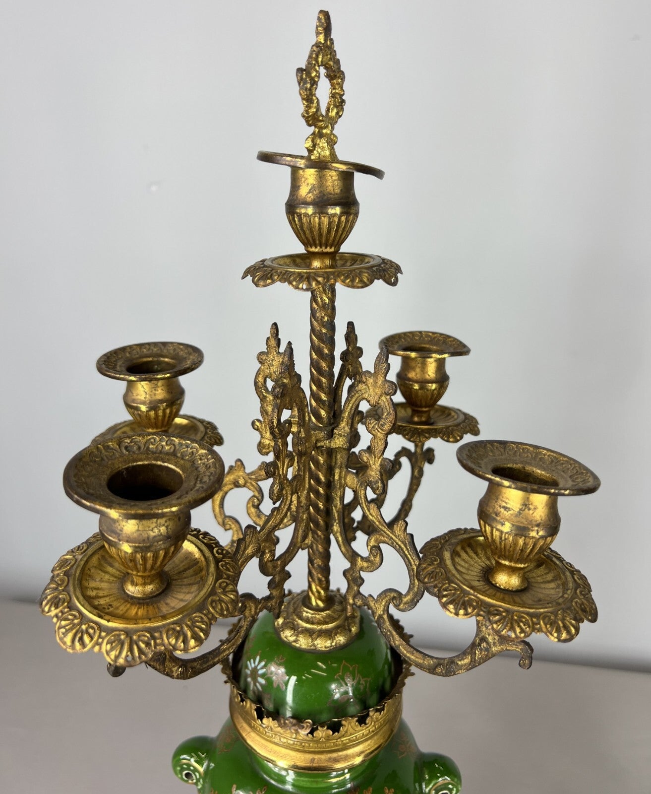 Mantel Clock Set Antique French Garniture Porcelain Bronze Candelabras LOT 362016