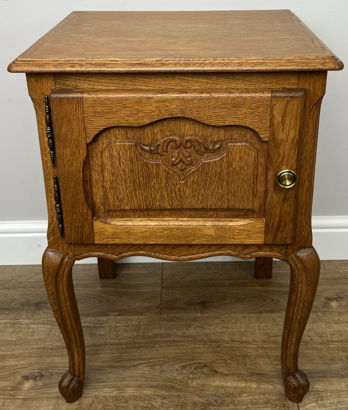 Pair of Bedside Tables Vintage French Louis Oak Nightstands Cabinets LOT 62973
