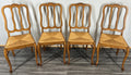 Chairs Vintage French Louis XVI Style Oak Upholstered Set of 4 Carved LOT 44030
