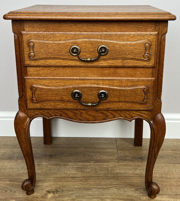 Bedside Table Vintage French Louis Style Oak Nightstand Carved Cabinet LOT 63010