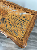 Coffee Table Vintage French Louis XV Cane Top Oak Carved Table LOT 386110