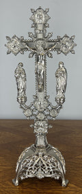 Crucifix Vintage French Style Religious Cross Ornate Stand LOT 46520