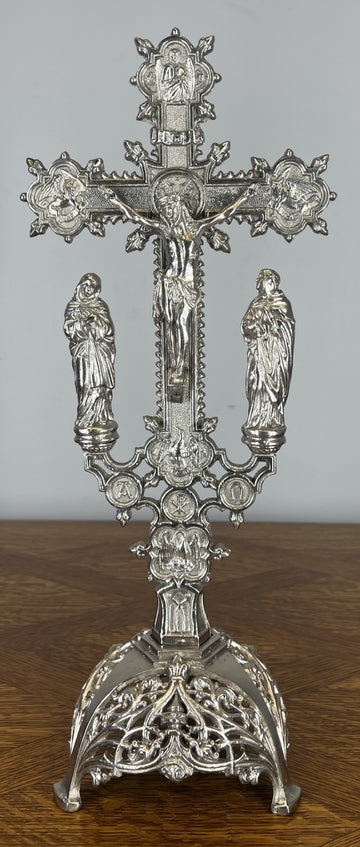 Crucifix Vintage French Style Religious Cross Ornate Stand LOT 46520